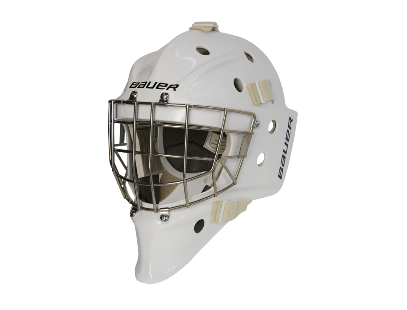 white hawk goalie masks