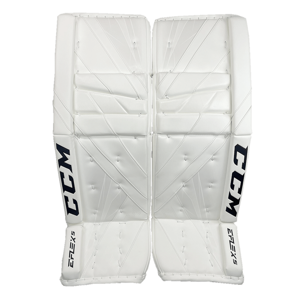 CCM Extreme Flex 5 Pro Ice Hockey Goalie Leg Pads White5 1024x1024 