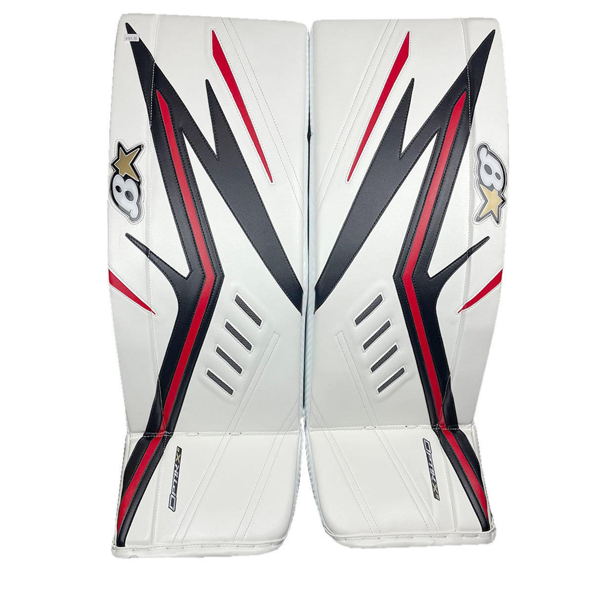 Brians Pro Stock Goalie Pads - 35” +1 - Maroon/White/Gold | SidelineSwap